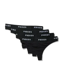 Logo Lady 4-pak G-string, Black, XS