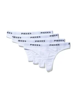 Logo Lady 4-pak G-string, Bright White, M