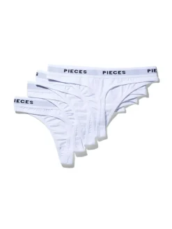 Logo Lady 4-pak G-string, Bright White, M