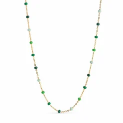 Lola Halskæde, Grøn/Guld, 38+2+2 cm