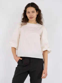 Lorraine Poplin Bluse, Ivory, 40