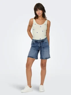 Lullu Tie Shorts, Dark Blue Denim, S