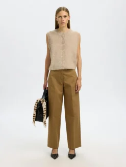 Lulu Button Vest, Birch, M