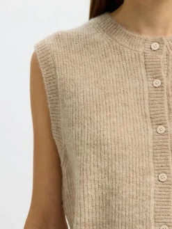 Lulu Button Vest, Birch, M