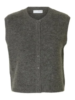 Lulu Button Vest, Medium Grey Melange, XS