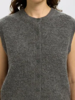 Lulu Button Vest, Medium Grey Melange, XS