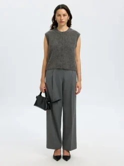 Lulu Button Vest, Medium Grey Melange, XS