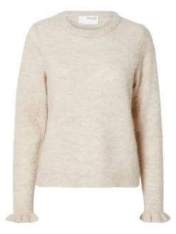 Lulu Frill Striktrøje, Birch, L