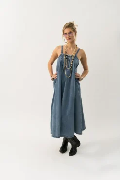LungoLL Maxi Kjole, Washed Denim, M