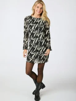 Luni Distressed Zebra Kjole, Black, 38