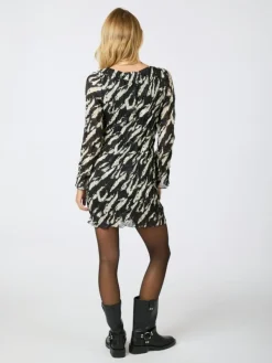 Luni Distressed Zebra Kjole, Black, 38