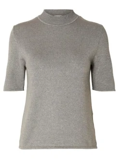 Lura Strikbluse, Medium Grey Melange, XS