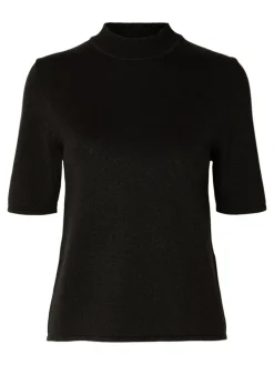 Lura Strikbluse, Sort, XS