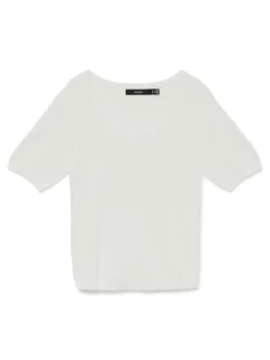 Luxlight Pointelle Strikbluse, Snow White, L