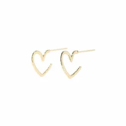 Macy Small Heart Øreringe, Gold Plated