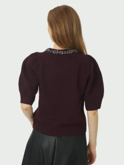 Maia Stone Knit Bluse, Wine, 38