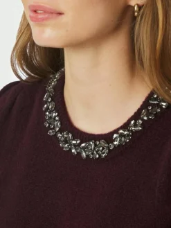 Maia Stone Knit Bluse, Wine, 38