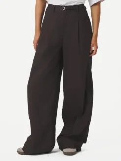 Malba Poplin Bukser, Dark Brown, 36