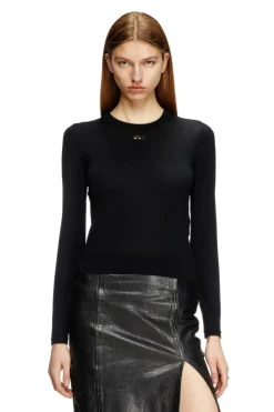 M-Alinesa Strikbluse, Black, L