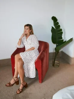 Malinga Simple Flower Kjole, Red, 42