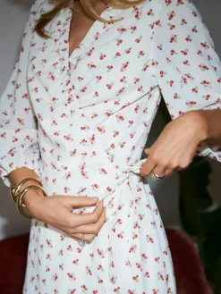 Malinga Simple Flower Kjole, Red, 42