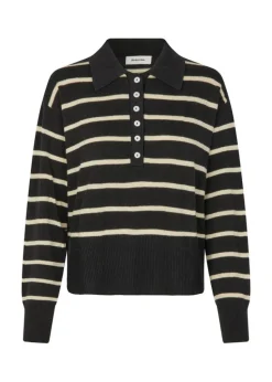 MalvaMD Stripe Polo, Black Summersand Stripe, M