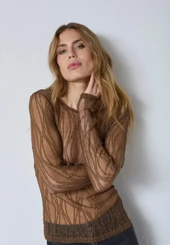 MarcyCC Mesh Bluse, Mocca, M