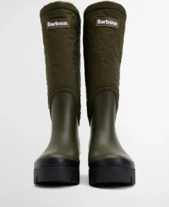 Marnie Quilted Tall Welly Gummistøvler, Olive/Black, 40
