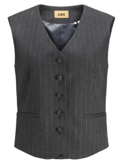 Mary Brushed Vest, Dark Grey Melange, XXS