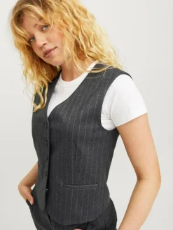 Mary Brushed Vest, Dark Grey Melange, XXS