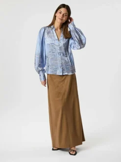 Massima Paisley Bluse, Light Blue, 38