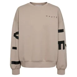 Maxi Split Logo Sweatshirt, Beige, S