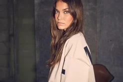 Maxi Split Logo Sweatshirt, Beige, S