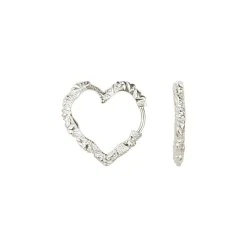 Medium Heart Crush Hoops, Silver