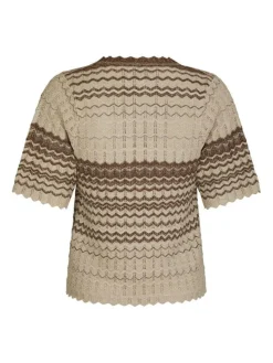 Meiko Stitch Knit Bluse, Brown, 36