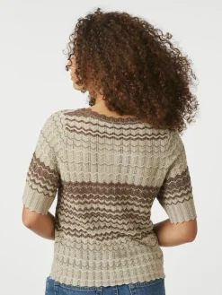 Meiko Stitch Knit Bluse, Brown, 36