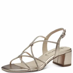 Metallic Højhælede Sandaler, Light Gold, 37