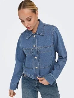 Mica Pocket Denimjakke, Medium Blue Denim, M