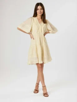 Milene S Voile Kjole, Light Yellow, 36