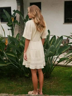 Milene S Voile Kjole, Light Yellow, 36