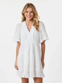 Milene S Voile Kjole, White, 42