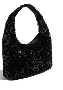 Milla Glitter Skuldertaske, Black