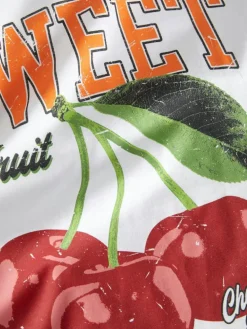 Millow Loose T-shirt, Bright White Sweet Fruit, S