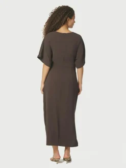 Miloine Drape Kjole, Dark Brown, 40