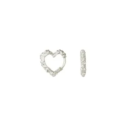Mini Heart Crush Hoops, Silver