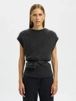 Mira Mohair Strikvest, Asphalt, L