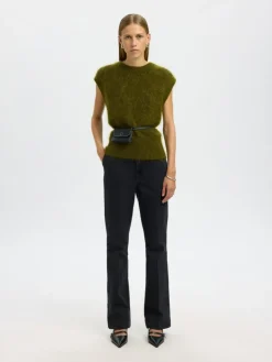 Mira Mohair Strikvest, Avocado, L