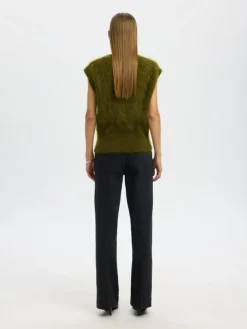 Mira Mohair Strikvest, Avocado, L