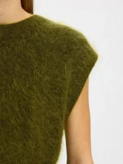 Mira Mohair Strikvest, Avocado, L