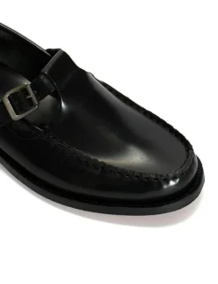 Moccasin T-Bar Loafers, Black, 41